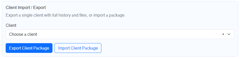 Client import and export